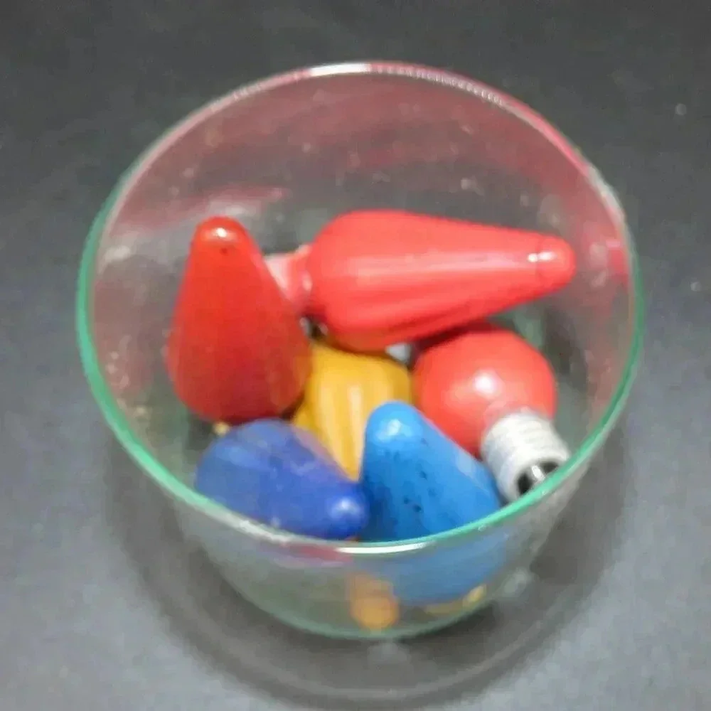 Vintage Fluted Cone GE Christmas light bulbs Retro Christmas Glass Set of 6